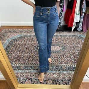 Anthropologie High Rise Button Straight Leg Denim
